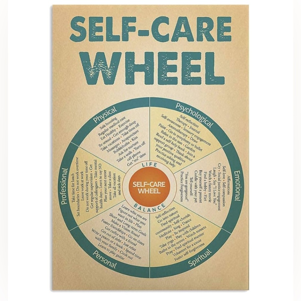 Self-Care Wheel Metal Tin Sign NWT